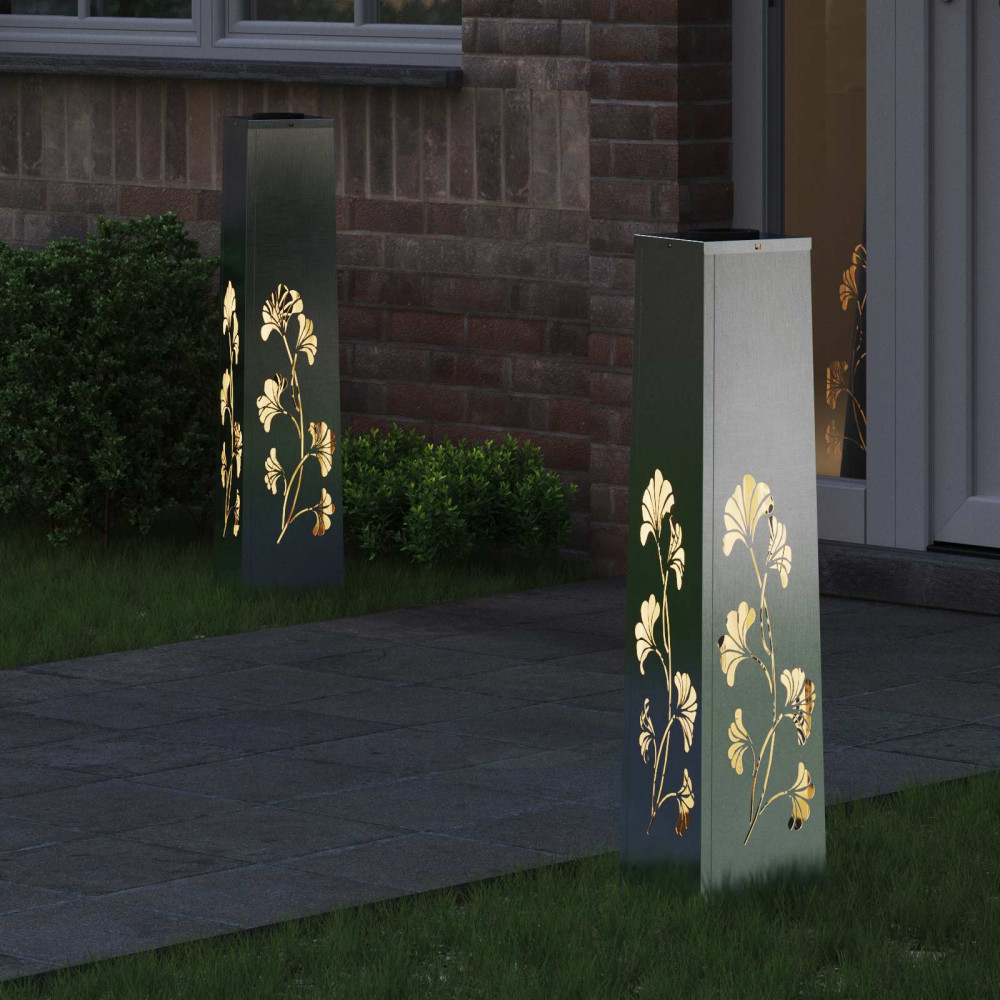 Produktbild för Solar LED Stig Ljus 2 pcs Silver Rostfritt stål