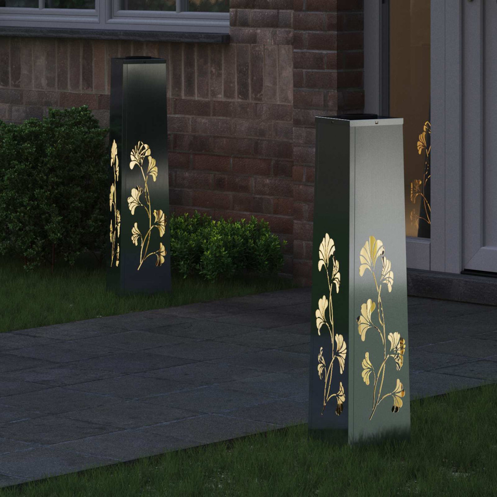 Produktbild för Solar LED Stig Ljus 2 pcs Silver Galvaniserat stål