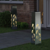 Produktbild för Solar LED Stig Ljus 2 pcs Silver Galvaniserat stål