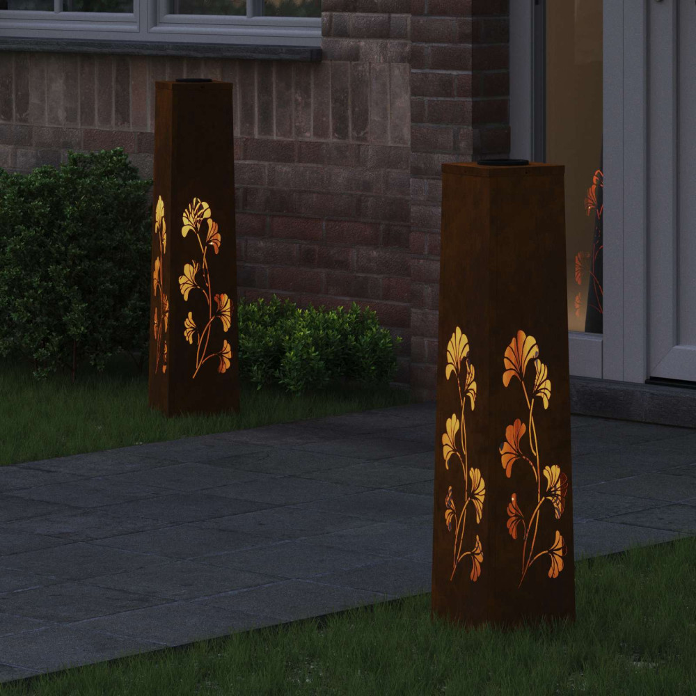 Produktbild för Solar LED Stig Ljus 2 pcs Rostig Väderbeständig stål
