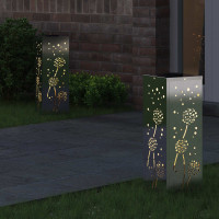 Produktbild för Solar LED Stig Ljus 2 pcs Silver Rostfritt stål