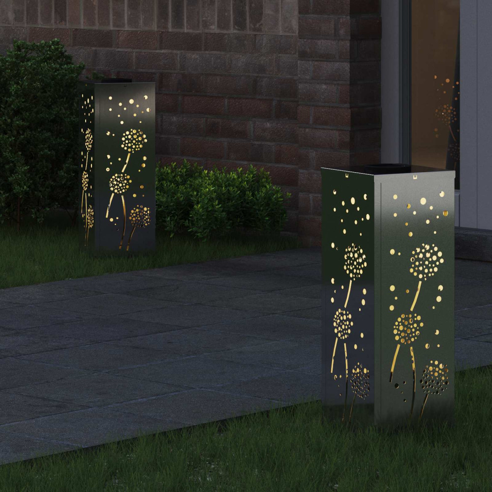 Produktbild för Solar LED Stig Ljus 2 pcs Silver Galvaniserat stål