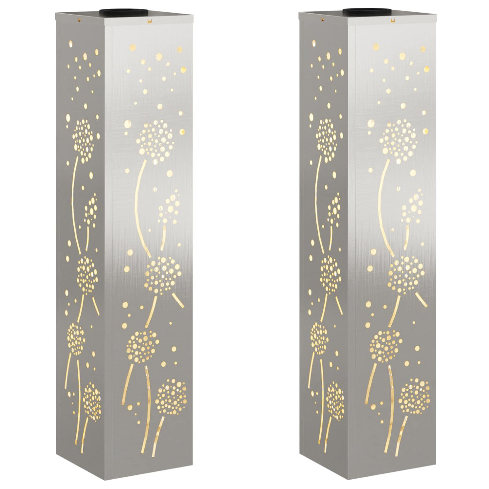 Produktbild för Solar LED Stig Ljus 2 pcs Silver Rostfritt stål