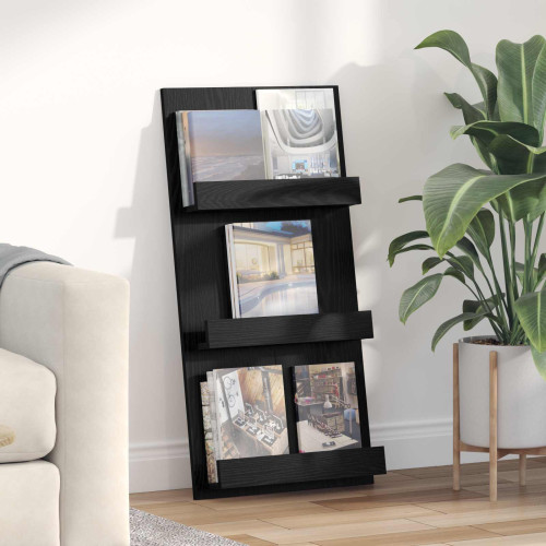 vidaXL Tidningshylla Svart Ek 51 x 11 x 102 cm Konstruerat trä