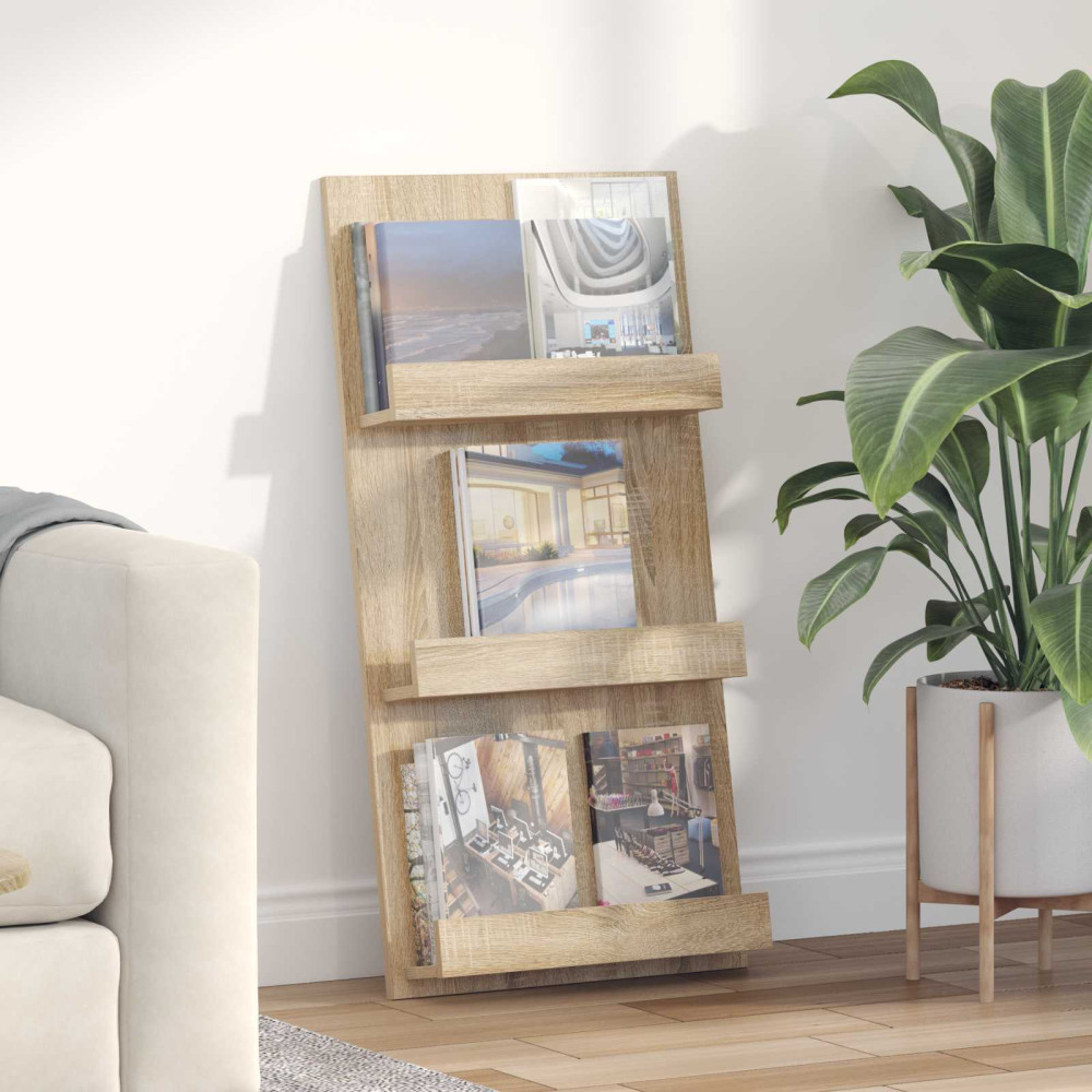Produktbild för Tidningshylla Sonoma-ek 51 x 11 x 102 cm Konstruerat trä