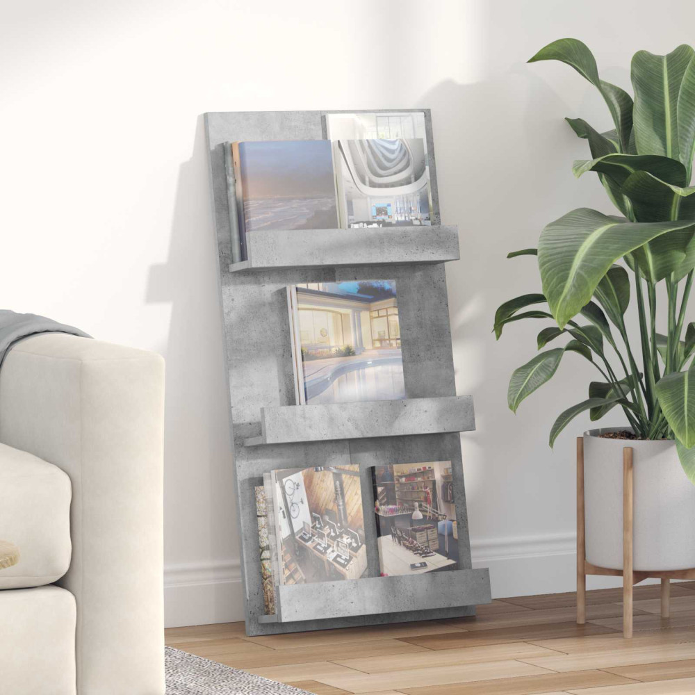 Produktbild för Tidningshylla Betonggrå 51 x 11 x 102 cm Konstruerat trä