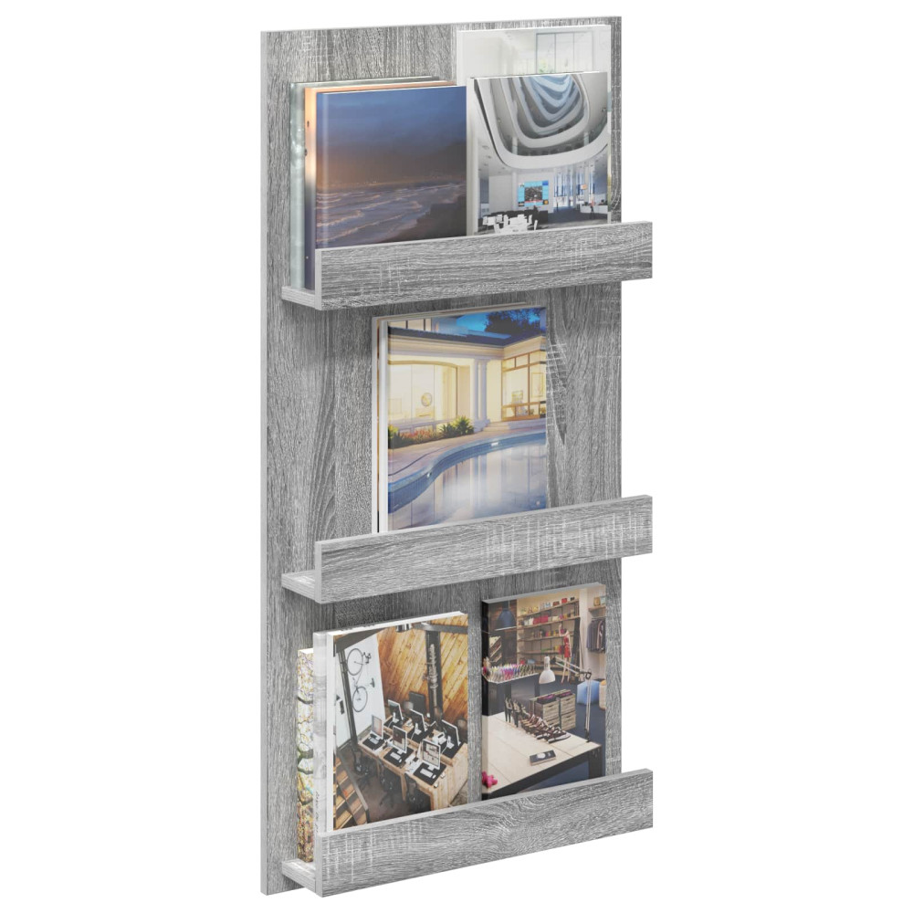 Produktbild för Tidningshylla Grå Sonoma 51 x 11 x 102 cm Konstruerat trä