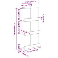 Produktbild för Tidningshylla Grå Sonoma 51 x 11 x 102 cm Konstruerat trä
