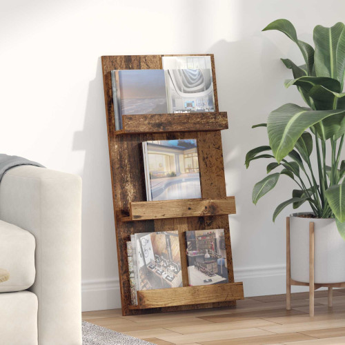 vidaXL Tidningshylla Gammalt trä 51 x 11 x 102 cm Konstruerat trä