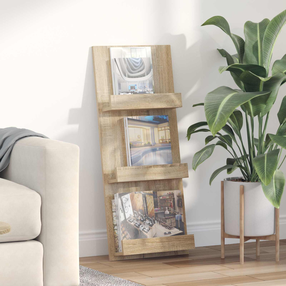 Produktbild för Tidningshylla Sonoma-ek 43 x 11 x 102 cm Konstruerat trä