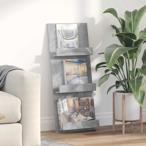 vidaXL Tidningshylla Betonggrå 43 x 11 x 102 cm Konstruerat trä