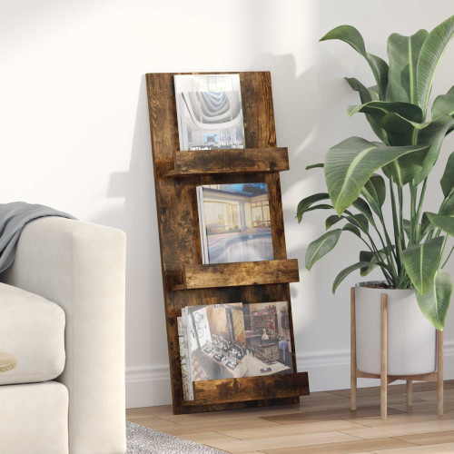 vidaXL Tidningshylla Rökt ek 43 x 11 x 102 cm Konstruerat trä