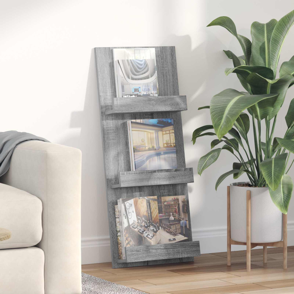 Produktbild för Tidningshylla Grå Sonoma 43 x 11 x 102 cm Konstruerat trä