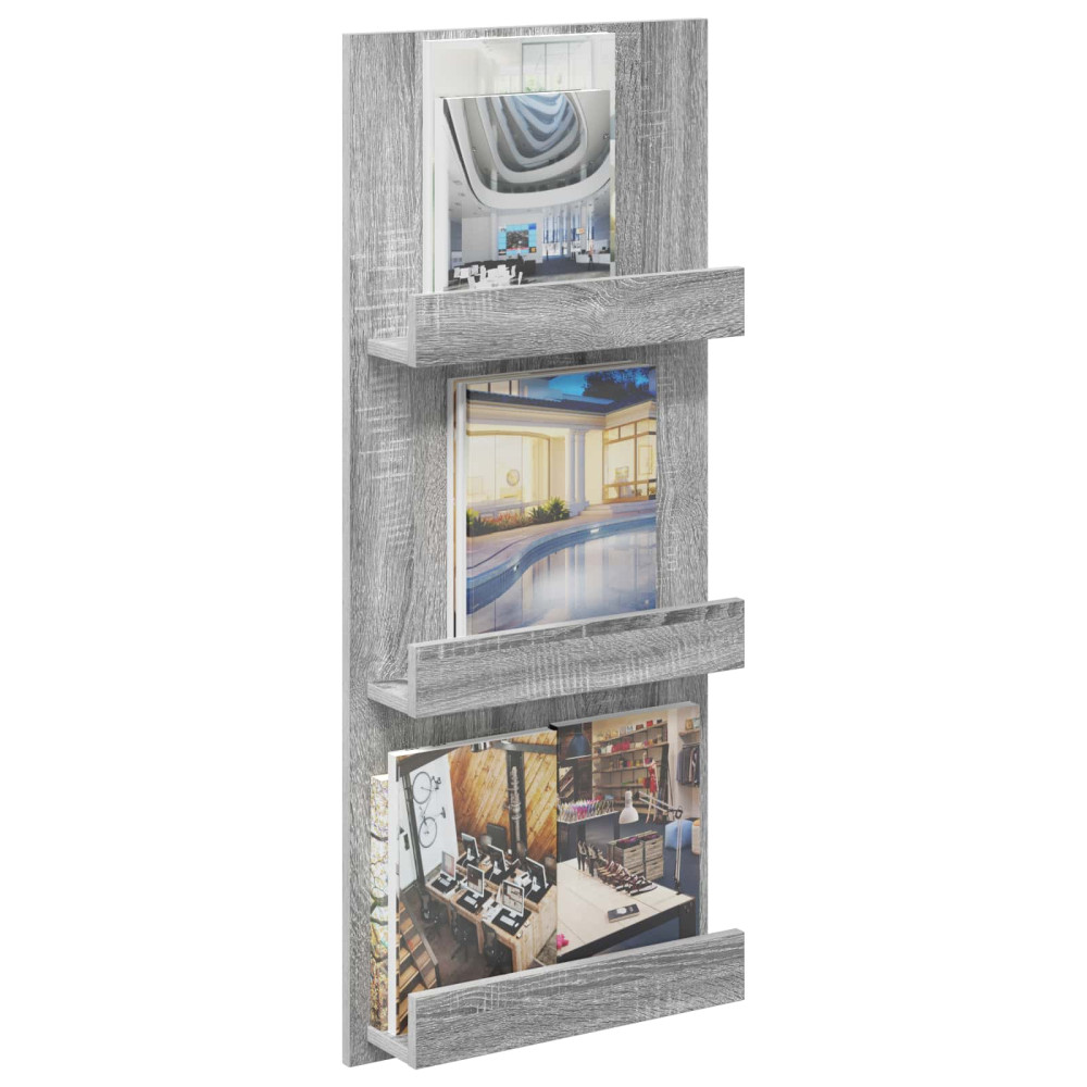 Produktbild för Tidningshylla Grå Sonoma 43 x 11 x 102 cm Konstruerat trä