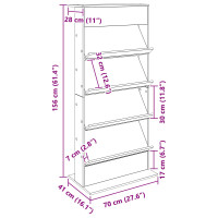 Produktbild för Tidningshylla Betonggrå 70 x 41 x 156 cm Konstruerat trä