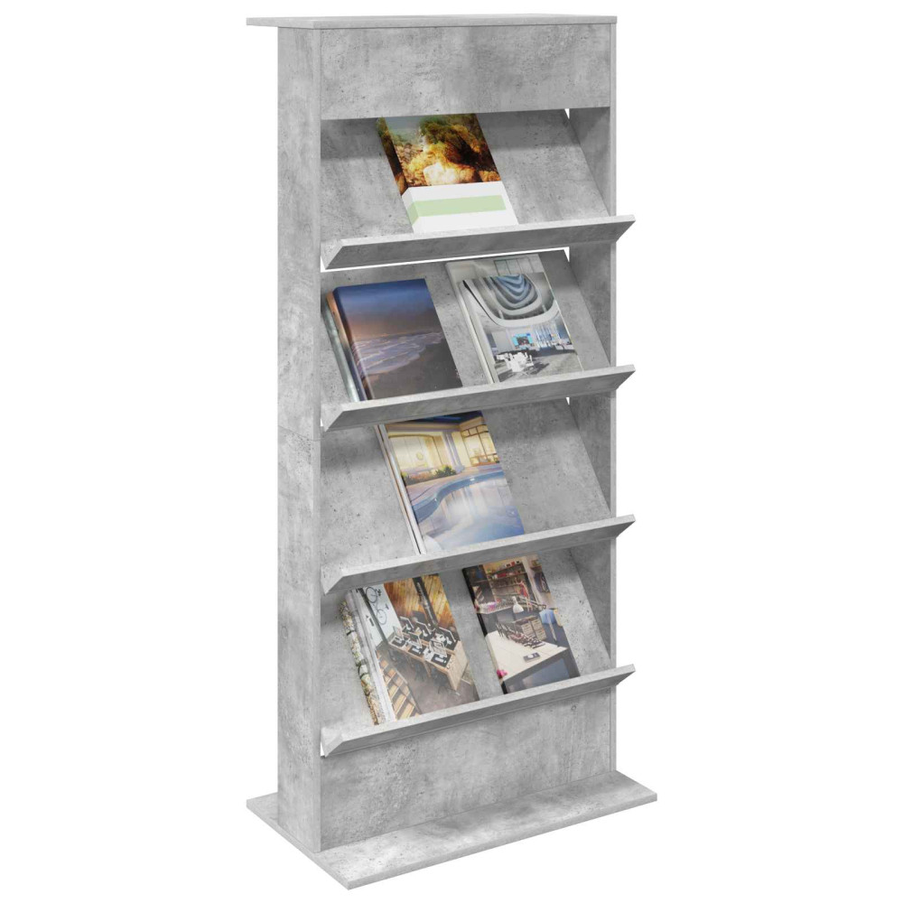 Produktbild för Tidningshylla Betonggrå 70 x 41 x 156 cm Konstruerat trä