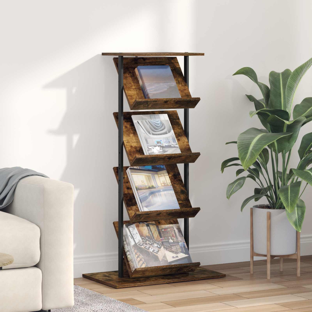 Produktbild för Tidningshylla Rökt ek 68 x 40 x 123.5 cm Konstruerat trä