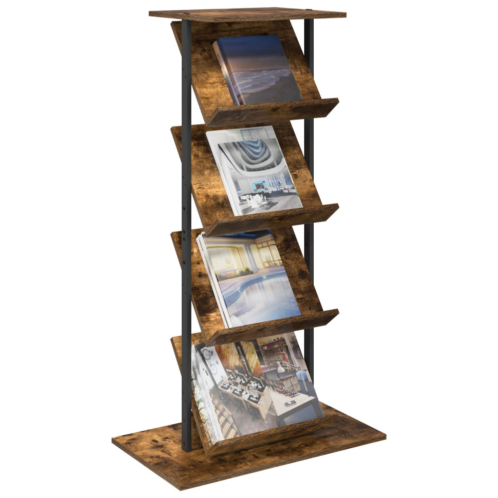 Produktbild för Tidningshylla Rökt ek 68 x 40 x 123.5 cm Konstruerat trä