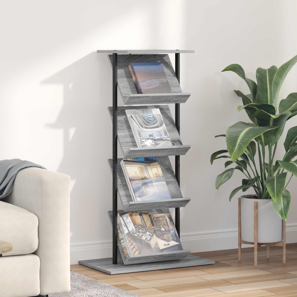 Produktbild för Tidningshylla Grå Sonoma 68 x 40 x 123.5 cm Konstruerat trä