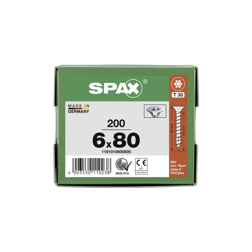 Produktbild för SPAX 1191010600805 Träskruv 6 mm 80 mm T-STAR Plus Stål WIRO...