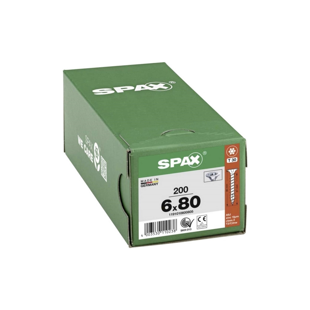 Produktbild för SPAX 1191010600805 Träskruv 6 mm 80 mm T-STAR Plus Stål WIRO...