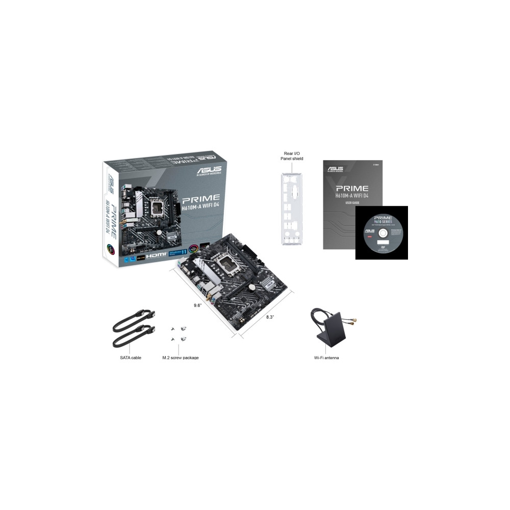 Produktbild för ASUS PRIME H610M-A WIFI D4 - moderkort - micro ATX - LGA1700-uttag - H610