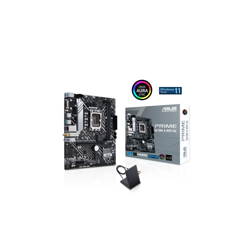 Produktbild för ASUS PRIME H610M-A WIFI D4 - moderkort - micro ATX - LGA1700-uttag - H610