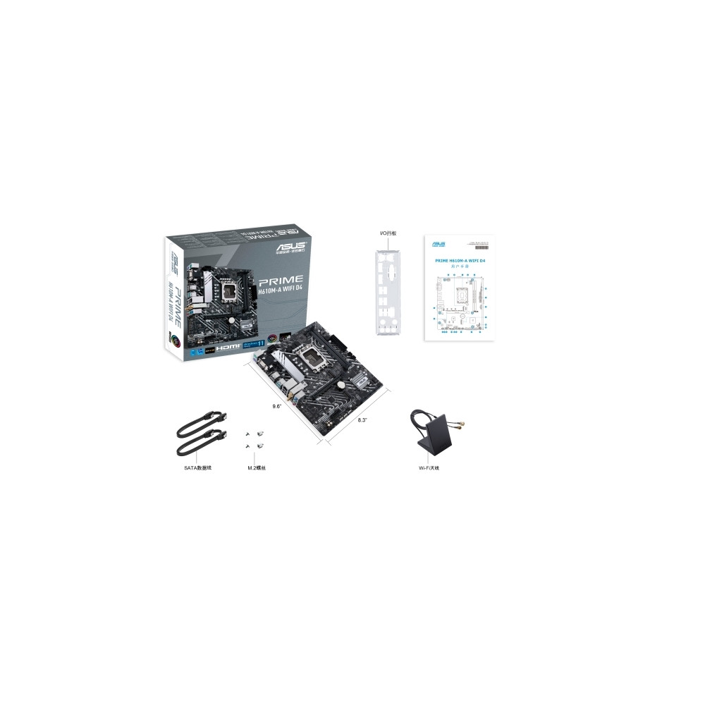 Produktbild för ASUS PRIME H610M-A WIFI D4 - moderkort - micro ATX - LGA1700-uttag - H610