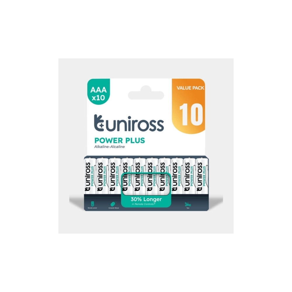 Produktbild för Uniross Power Plus AAA / LR3 standardbatterier 1100 mAh, 10...