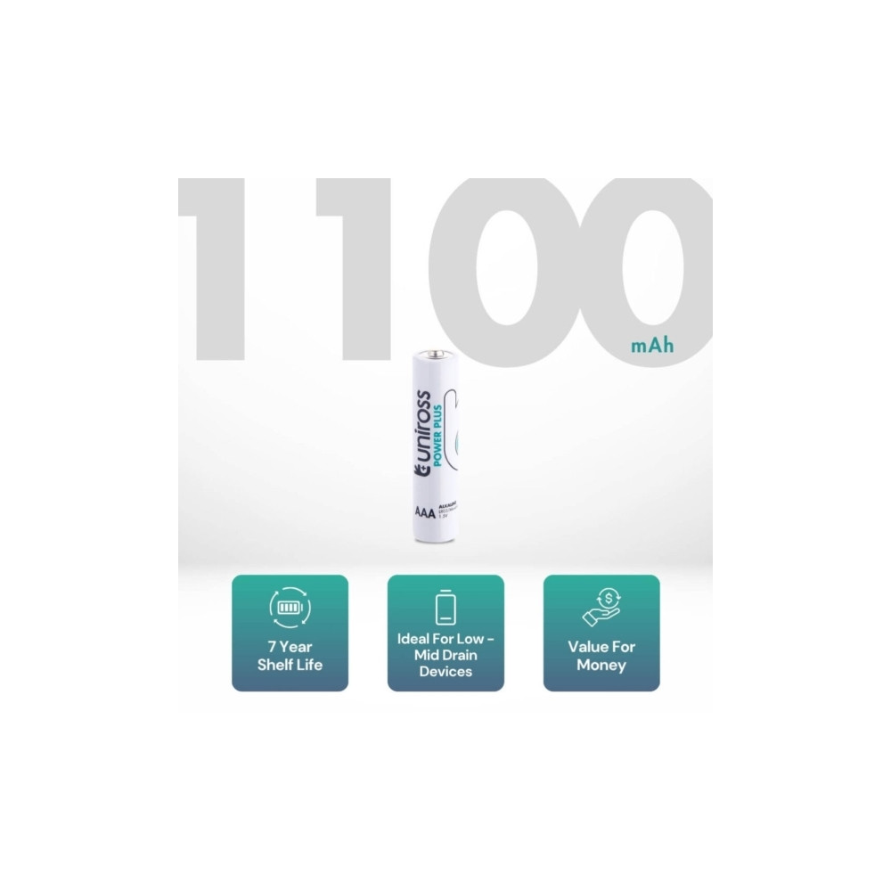 Produktbild för Uniross Power Plus AAA / LR3 standardbatterier 1100 mAh, 10...