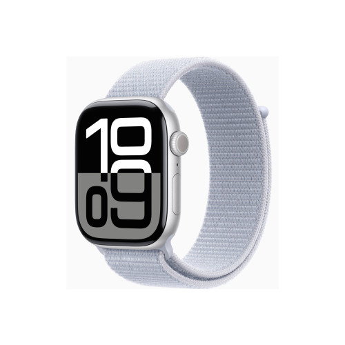 Apple Apple Watch Series 10 (GPS) - silveraluminium - smart klocka med sportögla - blå moln - 64 GB