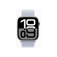 Produktbild för Apple Watch Series 10 (GPS) - silveraluminium - smart klocka med sportögla - blå moln - 64 GB