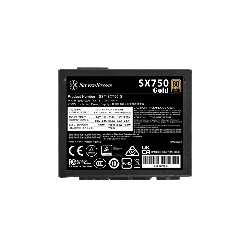 Produktbild för SilverStone SST-SX750-G 80 PLUS Gold, modulärt