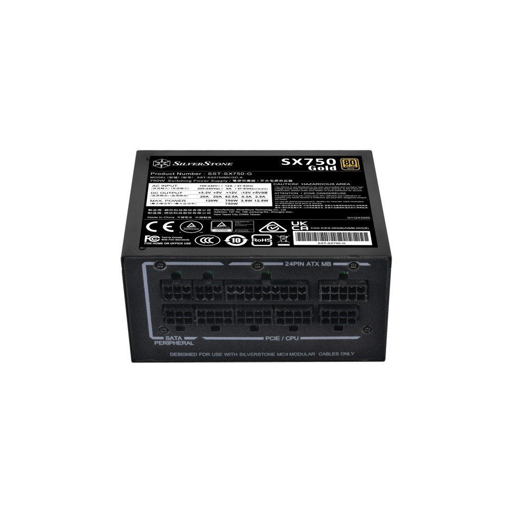 Produktbild för SilverStone SST-SX750-G 80 PLUS Gold, modulärt