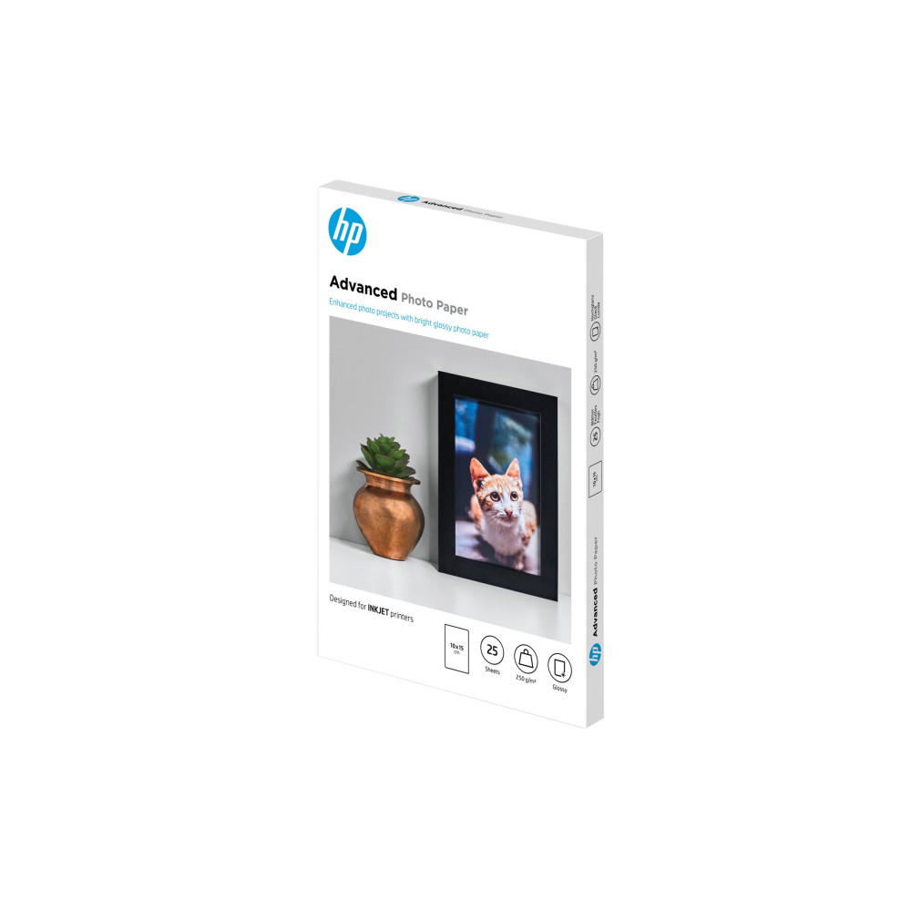 Produktbild för HP Advanced Glossy Photo Paper - fotopapper - blank - 25 ark - 100 x 150 mm - 250 g/m²