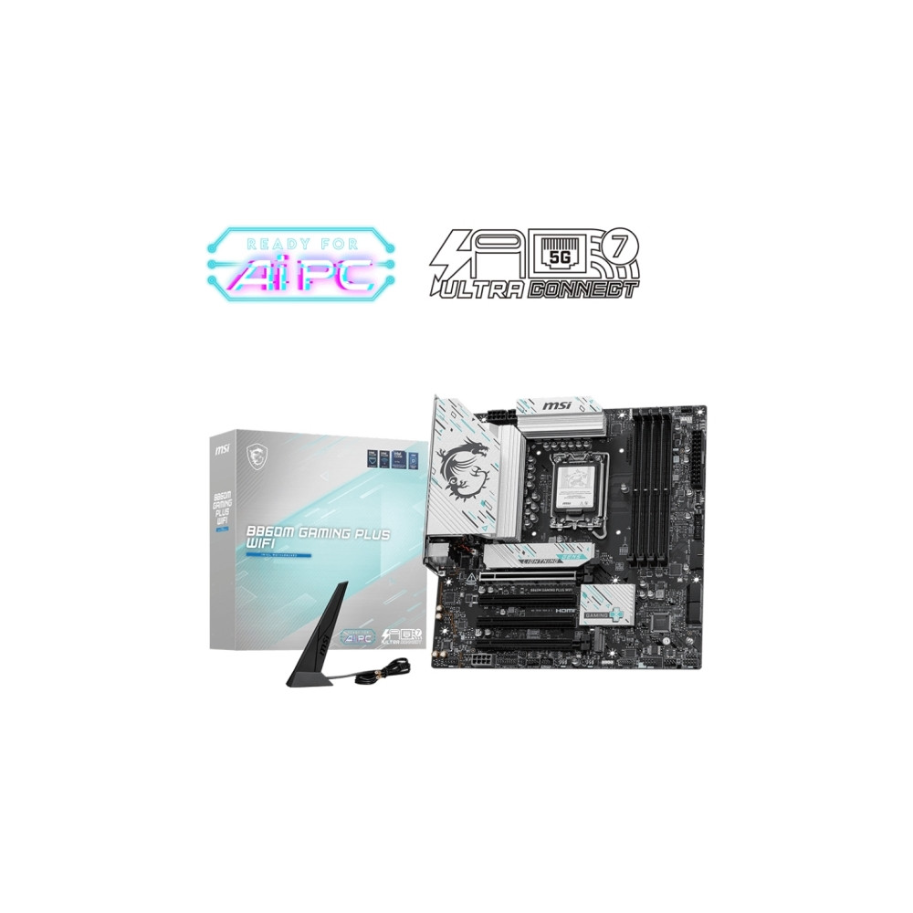 Produktbild för MSI B860M GAMING PLUS WIFI - moderkort - micro AT - LGA1851-uttag - B860