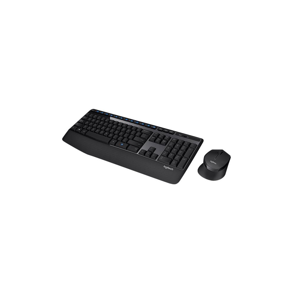 Produktbild för Logitech Wireless Combo MK345 - sats med tangentbord och mus - USA, internationellt - svart, blå Inmatningsenhet