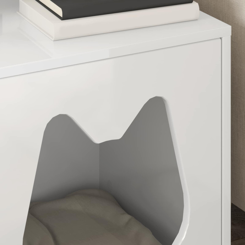 Produktbild för Katt hus Glansig Vit 42,5 x 40 x 53,5 cm Konstruerat trä