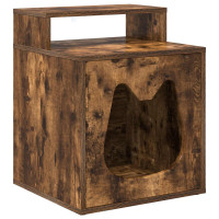 Produktbild för Katt hus Rökt ek 42,5 x 40 x 53,5 cm Konstruerat trä