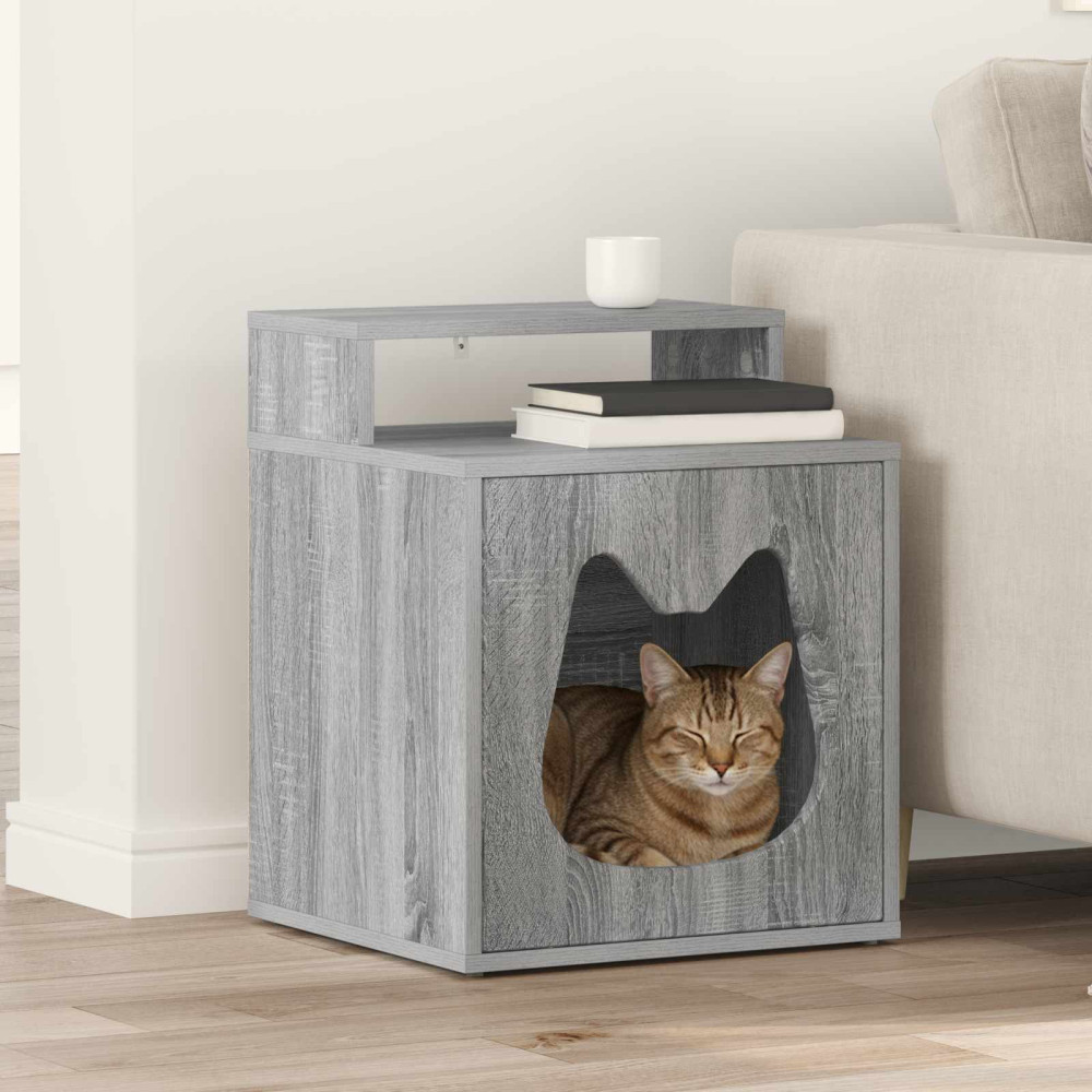 Produktbild för Katt hus Grå Sonoma 42,5 x 40 x 53,5 cm Konstruerat trä