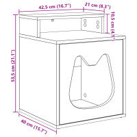 Produktbild för Katt hus Grå Sonoma 42,5 x 40 x 53,5 cm Konstruerat trä
