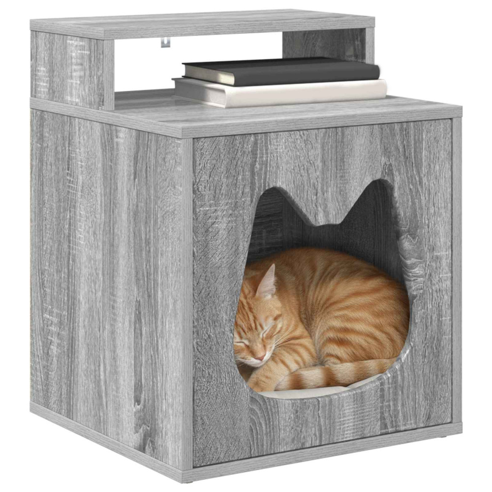 Produktbild för Katt hus Grå Sonoma 42,5 x 40 x 53,5 cm Konstruerat trä