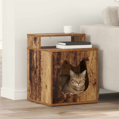 vidaXL Katt hus Gammalt trä 42,5 x 40 x 53,5 cm Konstruerat trä