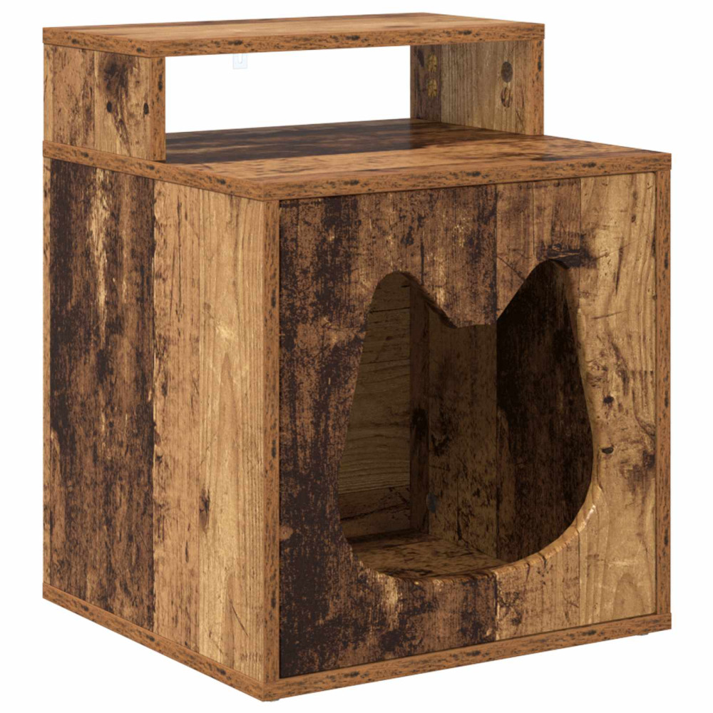 Produktbild för Katt hus Gammalt trä 42,5 x 40 x 53,5 cm Konstruerat trä