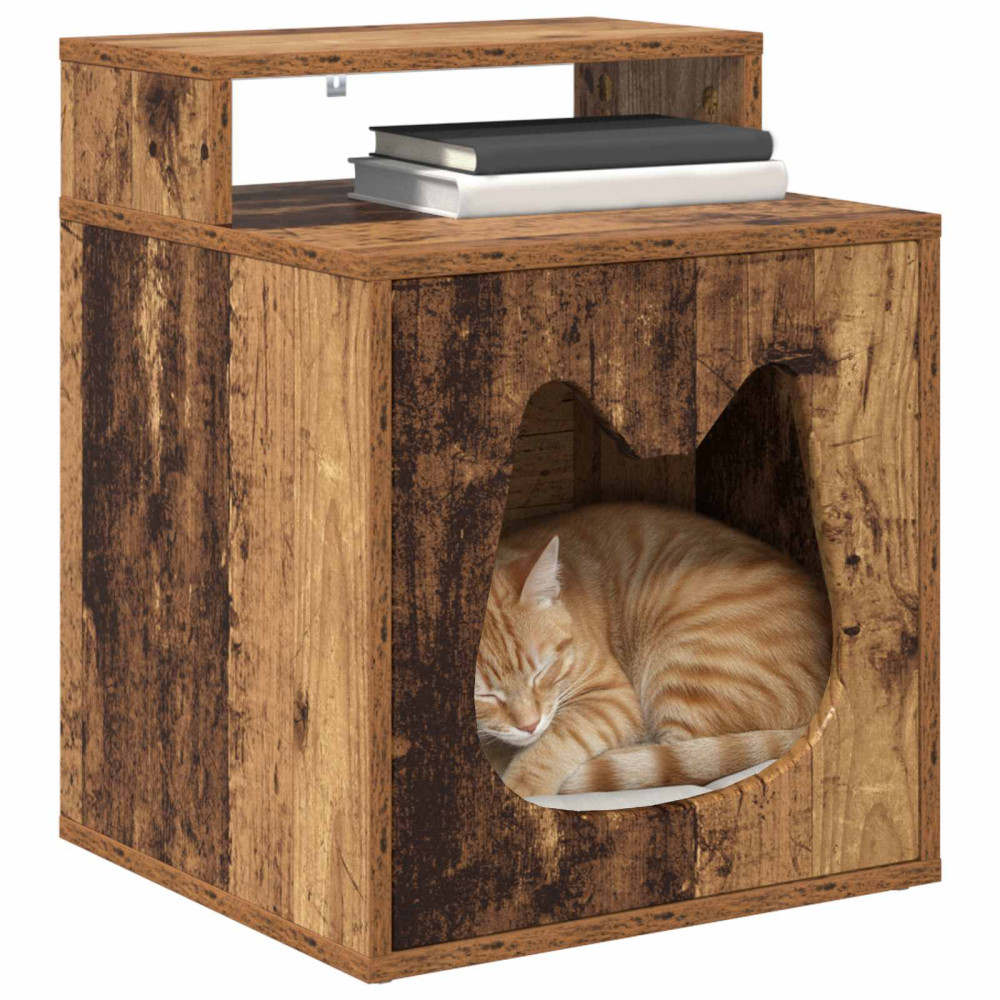 Produktbild för Katt hus Gammalt trä 42,5 x 40 x 53,5 cm Konstruerat trä