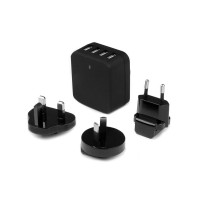 Produktbild för Startech 4-Port Travel USB Wall Charger - 34W/6.8A International Travel Adapter - Portable USB Charging Station (USB4PACBK) strömadapter - USB - 34 watt
