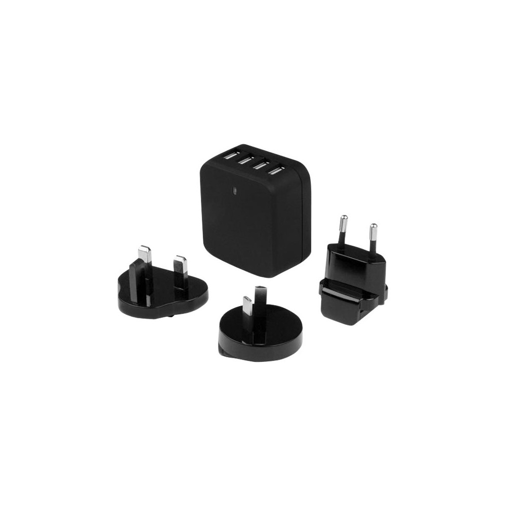 Produktbild för Startech 4-Port Travel USB Wall Charger - 34W/6.8A International Travel Adapter - Portable USB Charging Station (USB4PACBK) strömadapter - USB - 34 watt