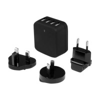 Produktbild för Startech 4-Port Travel USB Wall Charger - 34W/6.8A International Travel Adapter - Portable USB Charging Station (USB4PACBK) strömadapter - USB - 34 watt