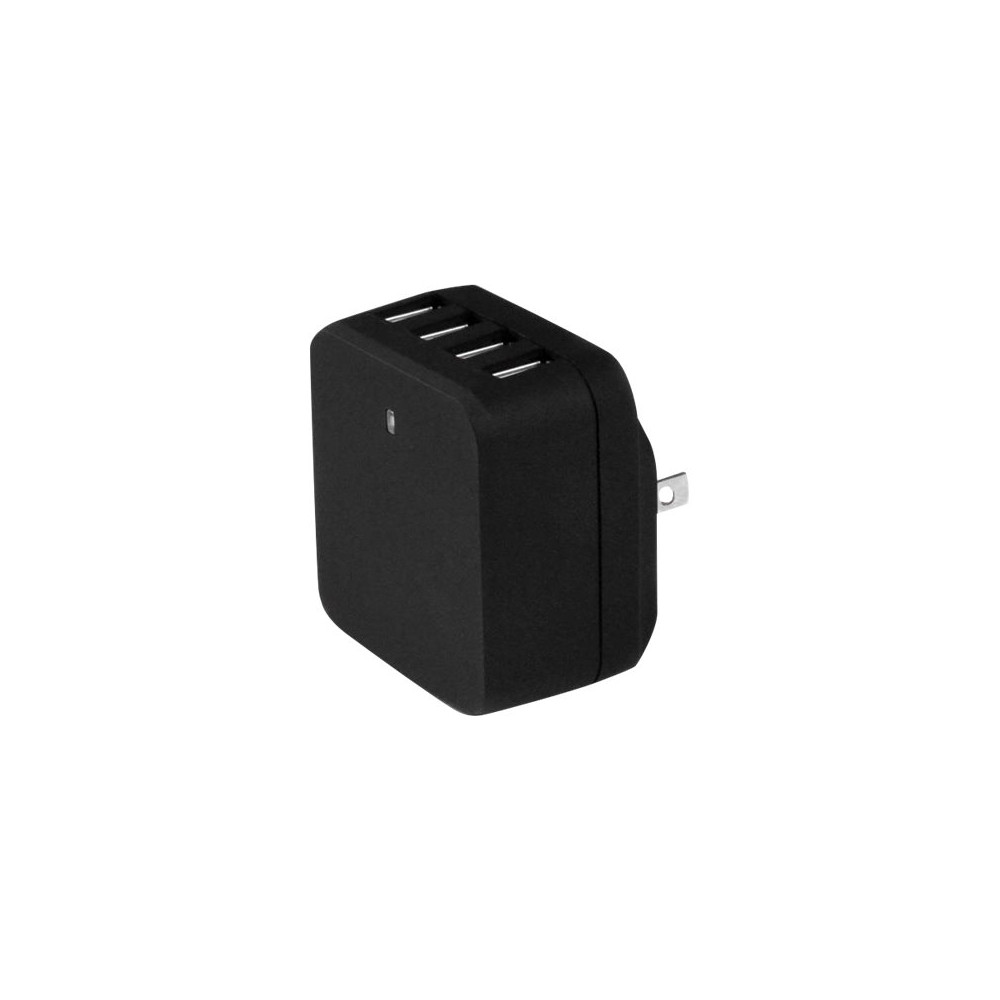 Produktbild för Startech 4-Port Travel USB Wall Charger - 34W/6.8A International Travel Adapter - Portable USB Charging Station (USB4PACBK) strömadapter - USB - 34 watt