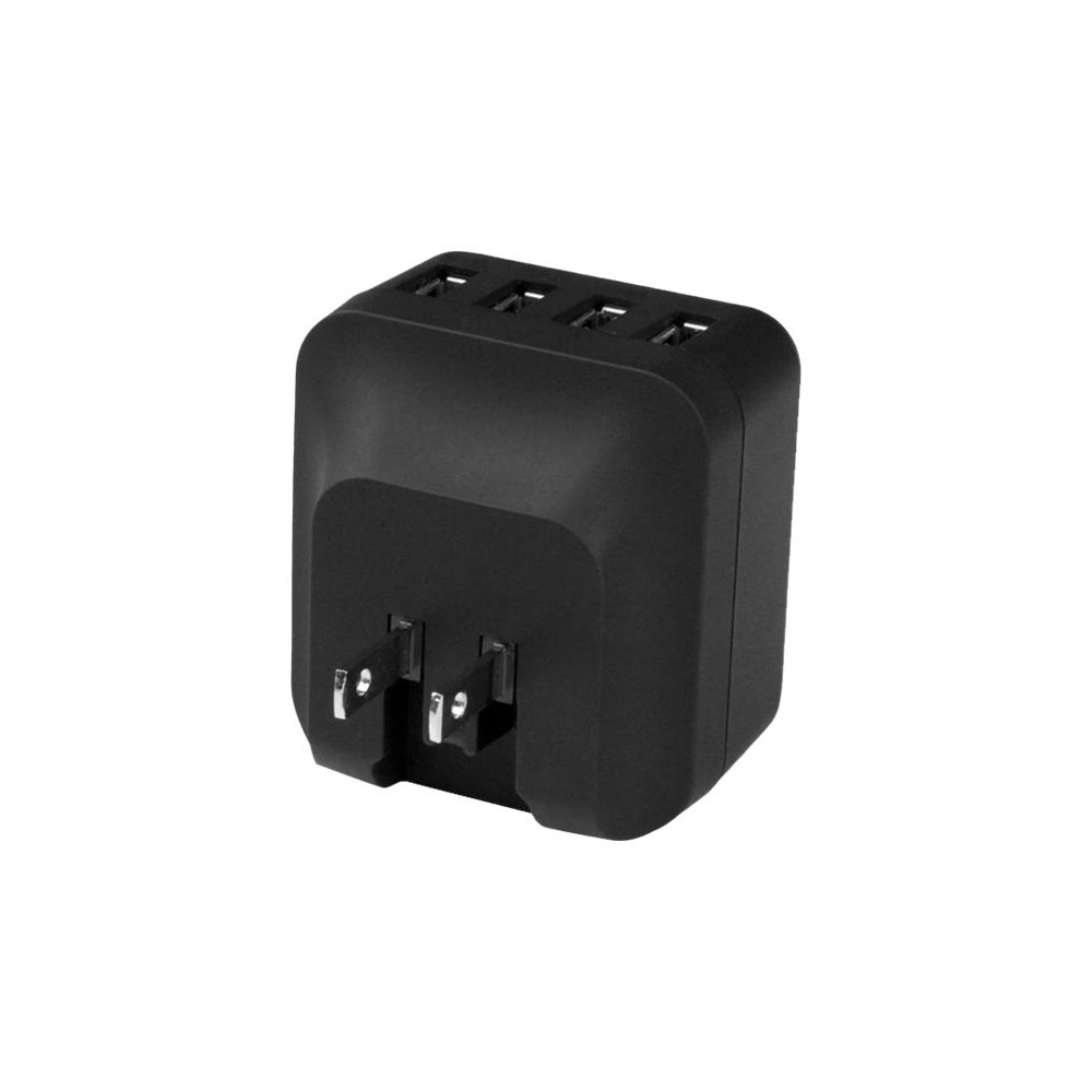Produktbild för Startech 4-Port Travel USB Wall Charger - 34W/6.8A International Travel Adapter - Portable USB Charging Station (USB4PACBK) strömadapter - USB - 34 watt